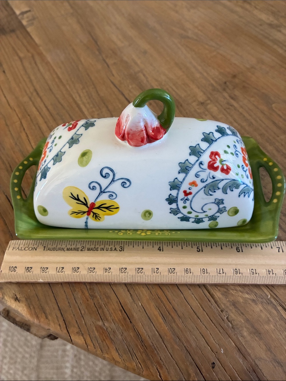 Pier 1 imports Stoneware Garden Covered Butter dish with Lid